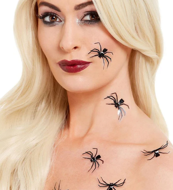 Smiffys Klistermærker -  D Spider Stickers -  -pak - Sort