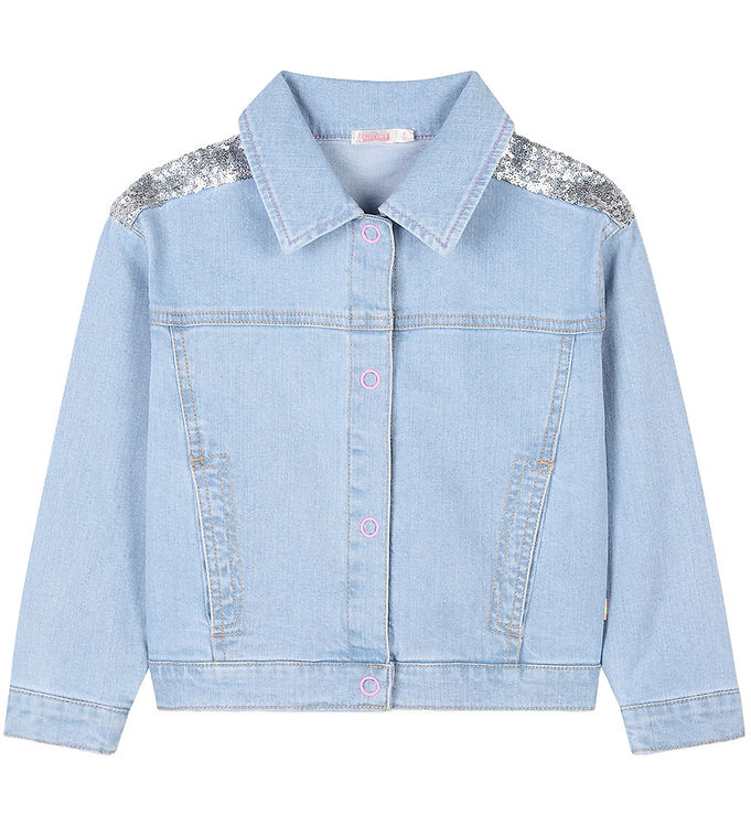 Billieblush Denimjakke - Double Stone Bleach M  Pailletter