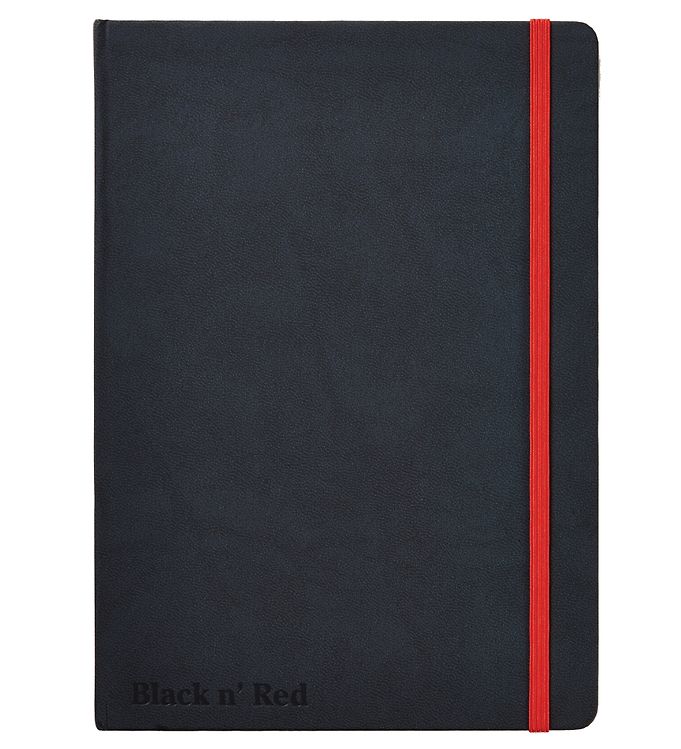 Oxford Notesbog - Hard Cover - Linieret - A  - Sort Rød