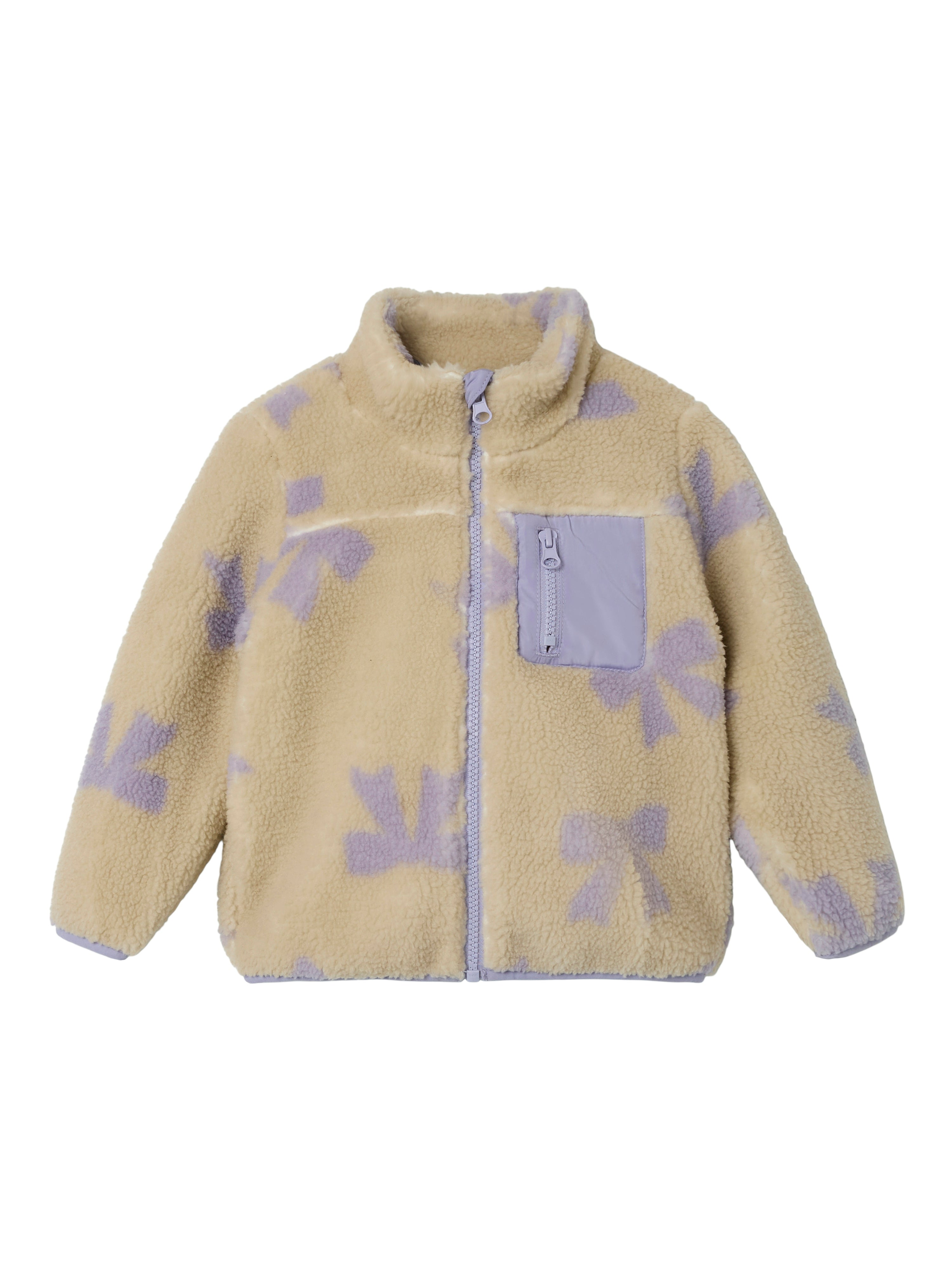-forudbestilling - Name It Monica Teddy Bow Jakke - Fog -   Cm