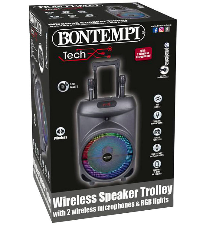 Bontempi Højtaler M  Mikrofoner Lys -   Cm - Trådløs - Trolley