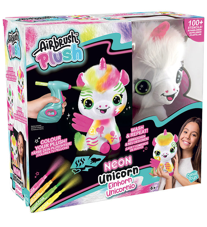 Airbrush Plush Bamse -   Cm - Dyi Neon Enhjørning