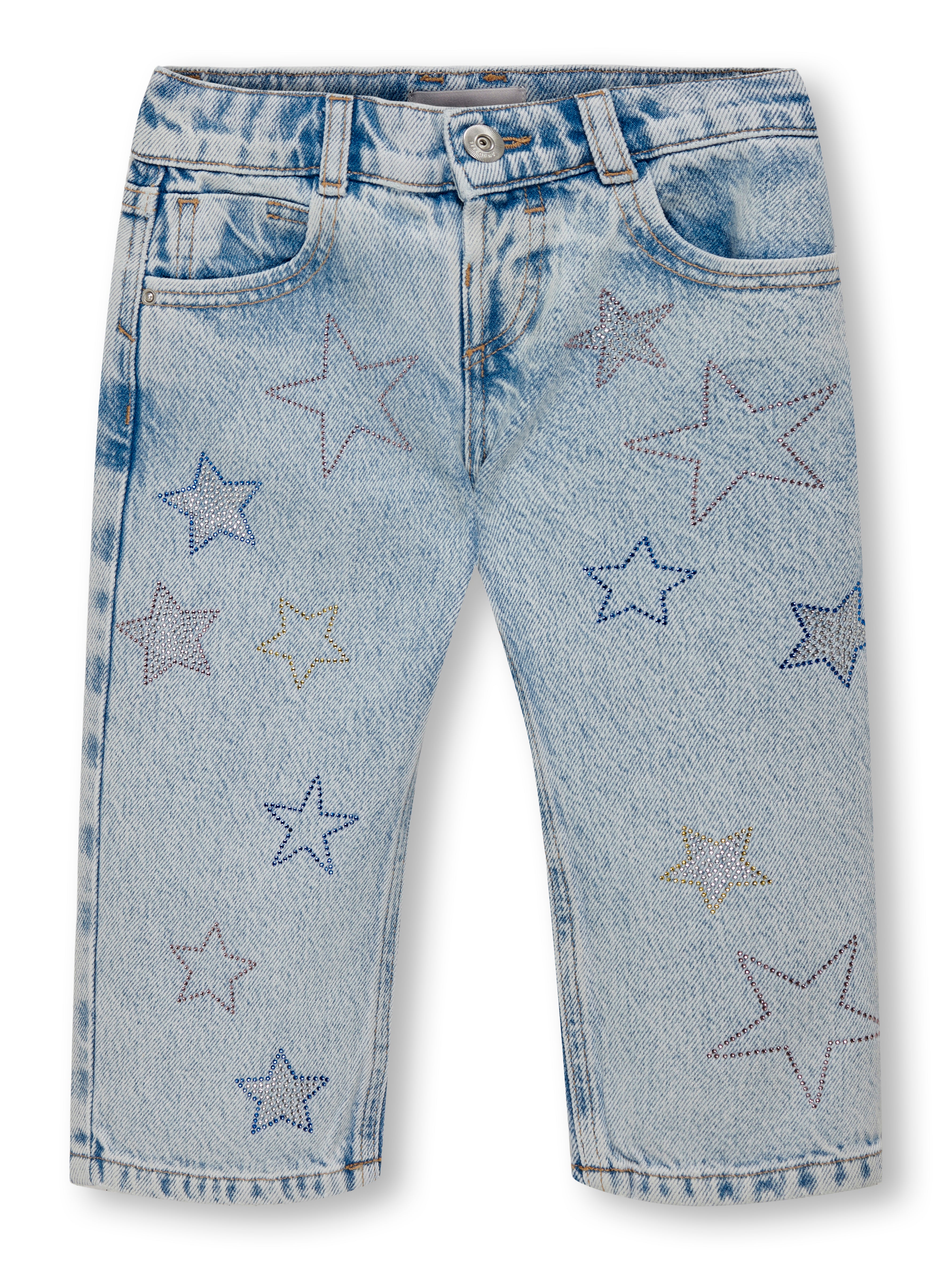 Only Mini Carly Dad Straight Star Denim Jeans - Light Blue Denim -   Cm