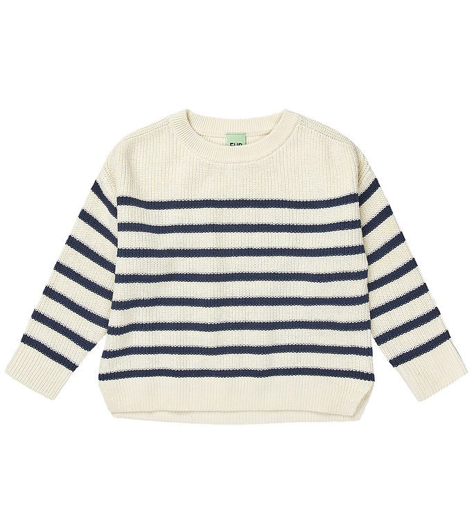 Fub Bluse - Rib - Strik - Ecru Dark Navy