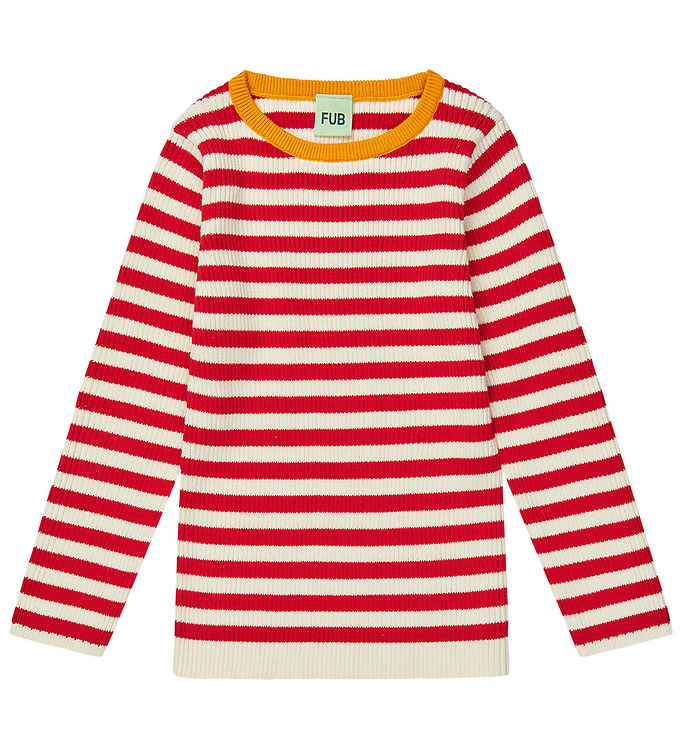 Fub Bluse - Rib - Ecru Ruby Red