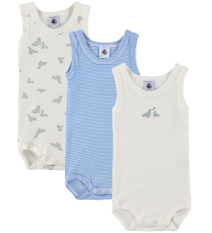 Petit Bateau Bodyer U æ -  -pak - Hvid Blå